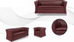 STYLE 8001B Two Seater Custom made Sofa Artificial Leather PVC Maroon - Image 2