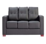 STYLE 8003C Three Seater Custom made Sofa Artificial Leather PVC  Black