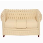 STYLE 8004C Three Seater Custom made Sofa Artificial Leather PVC  Beige
