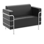 STYLE 8005B Two Seater Custom made Sofa Artificial Leather PVC Black
