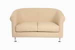 STYLE 8012B Two Seater Custom made Sofa Artificial Leather PVC  Cream - Image 3