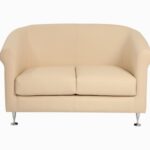 STYLE 8012B Two Seater Custom made Sofa Artificial Leather PVC  Cream