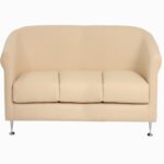 STYLE 8012C Three Seater Custom made Sofa Artificial Leather PVC  Cream