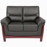 STYLE 8018B Two Seater Custom made Sofa Artificial Leather PVC Black