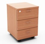 BC 3 Drawer Mobile Pedestal Melamine Beech