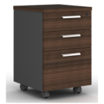 Jun 3 Drawer Mobile Pedestal  Rhine Dark Oak+Shatter Iron Grey Melamine