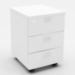 WH 3 Drawer Mobile Pedestal Melamine White