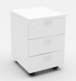 WH 3 Drawer Mobile Pedestal Melamine White