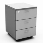 GR 3 Drawer Mobile Pedestal Melamine Grey