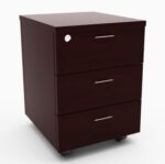 RM 3 Drawer Mobile Pedestal Melamine Red Mahogany