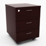 RM 3 Drawer Mobile Pedestal Melamine Red Mahogany