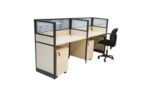 MP Cluster 2 Linear Workstation with Half Glass/Half Melamine Partition Size W120cm x D75cm Maple