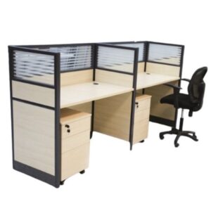MP Cluster 2 Linear Workstation with Half Glass/Half Melamine Partition Size W120cm x D75cm Maple