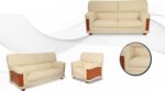 STYLE 8029B Two Seater Custom made Sofa Artificial Leather PVC Cream - Image 2