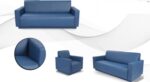 STYLE 8009A Single Seater Custom made Sofa  Artificial Leather PVC Blue - Image 2