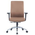663B-HS Medium Back Chair Brown Adjustable Arm Rest