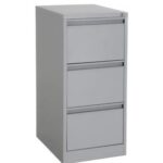 3 Drawer Vertical Steel  Filing Cabinet Grey