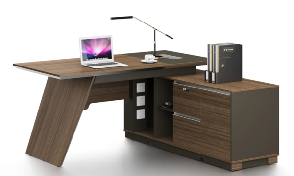 Riya 180L Executive L-Shape Desk Rhine Oak-Iron Grey - Image 2