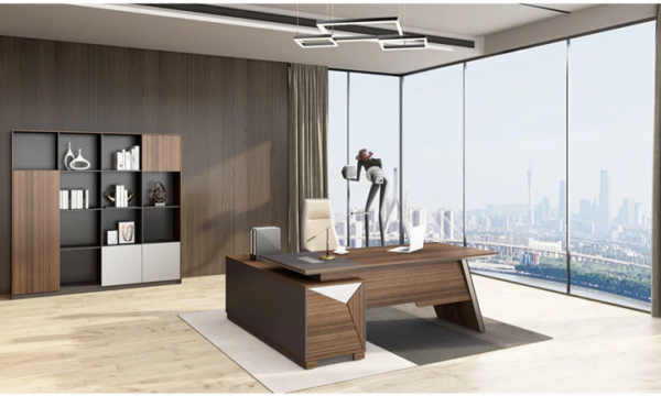 Riya 180L Executive L-Shape Desk Rhine Oak-Iron Grey - Image 5