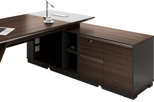 Riya 180L Executive L-Shape Desk Rhine Oak-Iron Grey - Image 4