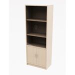 MP Full Height Glass Door Cabinet Melamine Maple