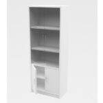 WH Full Height Glass Door Cabinet Melamine White