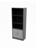 GR Full Height Glass Door Cabinet Melamine Grey
