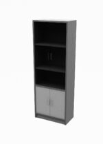 GR Full Height Glass Door Cabinet Melamine Grey - Image 2
