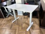 Height Adjustable Table 120cm White Melamine - Image 2