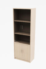 MP Full Height Glass Door Cabinet Melamine Maple - Image 2