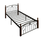 SOF 03 SINGLE METAL BED WITH WOODEN LEG