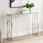 Style Console Table with Stainless Steel Frame and Clear Glass Top - Image 4