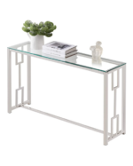 Style Console Table with Stainless Steel Frame and Clear Glass Top