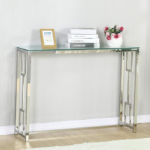 Style Console Table with Stainless Steel Frame and Clear Glass Top - Image 2