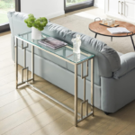 Style Console Table with Stainless Steel Frame and Clear Glass Top - Image 3