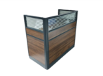 BR Single Workstation 140x70cm with Half Glass-Half Melamine Partition Brown Color