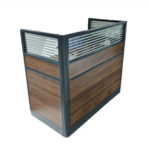BR Single Workstation 120x75cm with Half Glass-Half Melamine Partition Brown Color