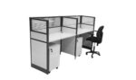 OW Cluster 2 Linear Workstation with Half Glass/Half Melamine Partition Size W120cm x D75cm Off-white