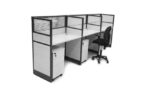 OW Cluster 3 Linear Workstation 120x75cm with Half Glass & Half Melamine Partition Off white
