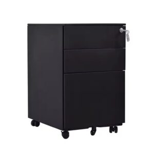 ST-BLCK 3 Drawer Mobile Pedestal Steel Black