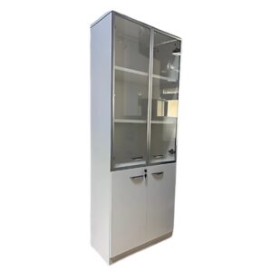 WH 200 Series High Glass Door Cabinet White