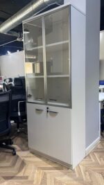 WH 200 Series High Glass Door Cabinet White - Image 2