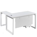 White Series ML140  L-Shape Metal Leg white Melamine Desk