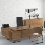 Senior Executive Office Furniture Set L-Shape desk with fixed extension, cable management, and with big built in storage.