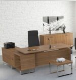 Senior Executive Office Furniture Set L-Shape desk with fixed extension, cable management, and with big built in storage.
