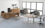 Senior Executive Office Furniture Set L-Shape desk with fixed extension, cable management, and with big built in storage. - Image 2